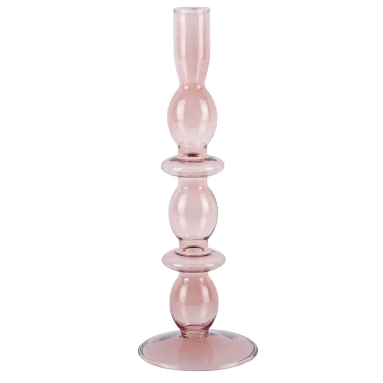 Present Time Candle Holder Glass Art Bubbles Large